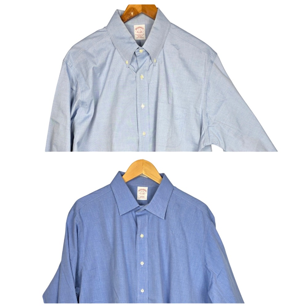 Brooks Brothers Men's Button Down Shirts 17-34 Blue Traditional Fit Cuff Lot 2